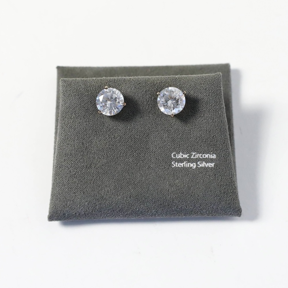 Nordstrom cubic zirconia nickel free stud earrings gold-toned large round gem